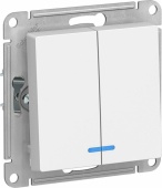 Выключатель 2кл с подсветкой белый ATLASDESIGN Schneider арт. ATN000153