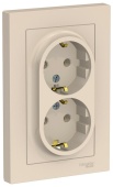 Розетка 2м с.з бежевая (в сборе) ATLASDESIGN Schneider арт ATN000224