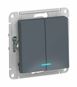 Выключатель 2кл с подсветкой грифель ATLASDESIGN Schneider арт.ATN000753