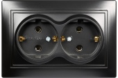 Розетка 2м Smartbuy Венера c.з черная арт.SBE-01b-16-S2-Z-c