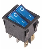 Выключатель клав. двойной 250V 15A(6c) Rexant 36-2411 синий