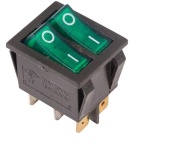 Выключатель клав.250V 15A(6c) Rexant 36-2412 двойной зеленый