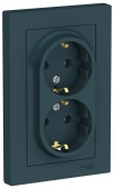 Розетка 2м с.з изумруд (в сборе) ATLASDESIGN Schneider арт ATN000824