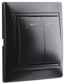 Выключатель 2кл Smartbuy Венера с подсветкой черный арт.SBE-01b-10-SW2-1-c