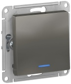 Выключатель 1кл с подсветкой сталь ATLASDESIGN Schneider арт.ATN000913