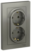 Розетка 2м с.з сталь (в сборе) ATLASDESIGN Schneider арт ATN000924