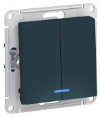 Выключатель 2кл с подсветкой изумруд ATLASDESIGN Schneider арт. ATN000853