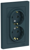 Розетка 2м с.з изумруд (в сборе) ATLASDESIGN Schneider арт ATN000824
